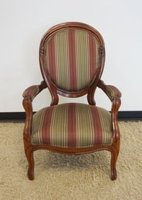VICTORIAN WALNUT UPHOSTERED ARM CHAIR