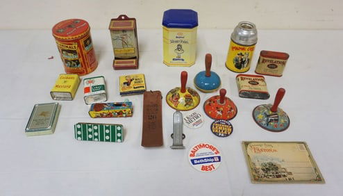 GROUP OF ASSORTED TINS, ETC