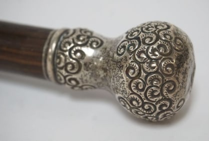 STERLING SILVER TOP WALKING STICK