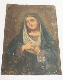 ANTIQUE HAND PAINTED RETABLO ICON