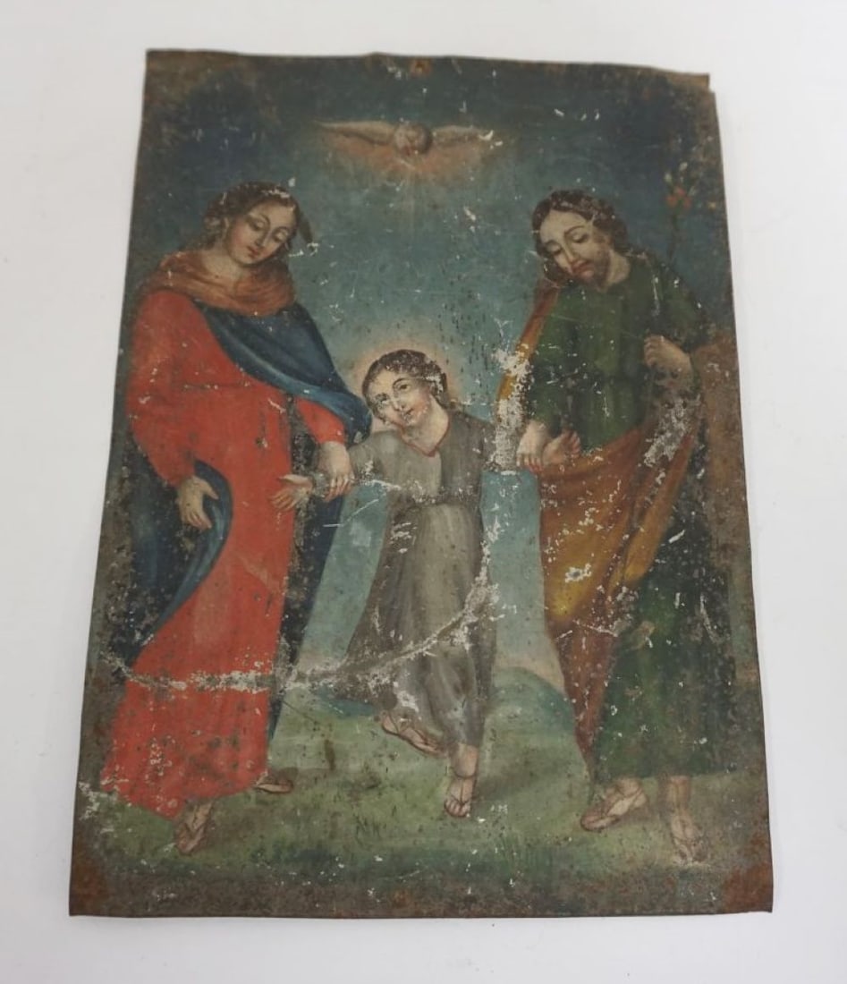 ANTIQUE HAND PAINTED RETABLO ICON (1 of 4)