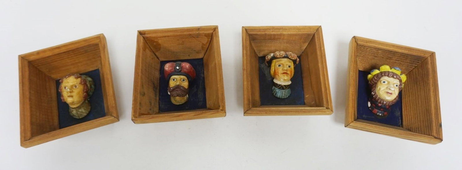 GROUP OF 4 CHALK POLISH BUSTS: GROUP OF 4 CHALK POLISH BUSTS IN SHADOW BOX FRAMES, EACH APPROXIMATELY 5 IN X 6 IN X 2 IN
