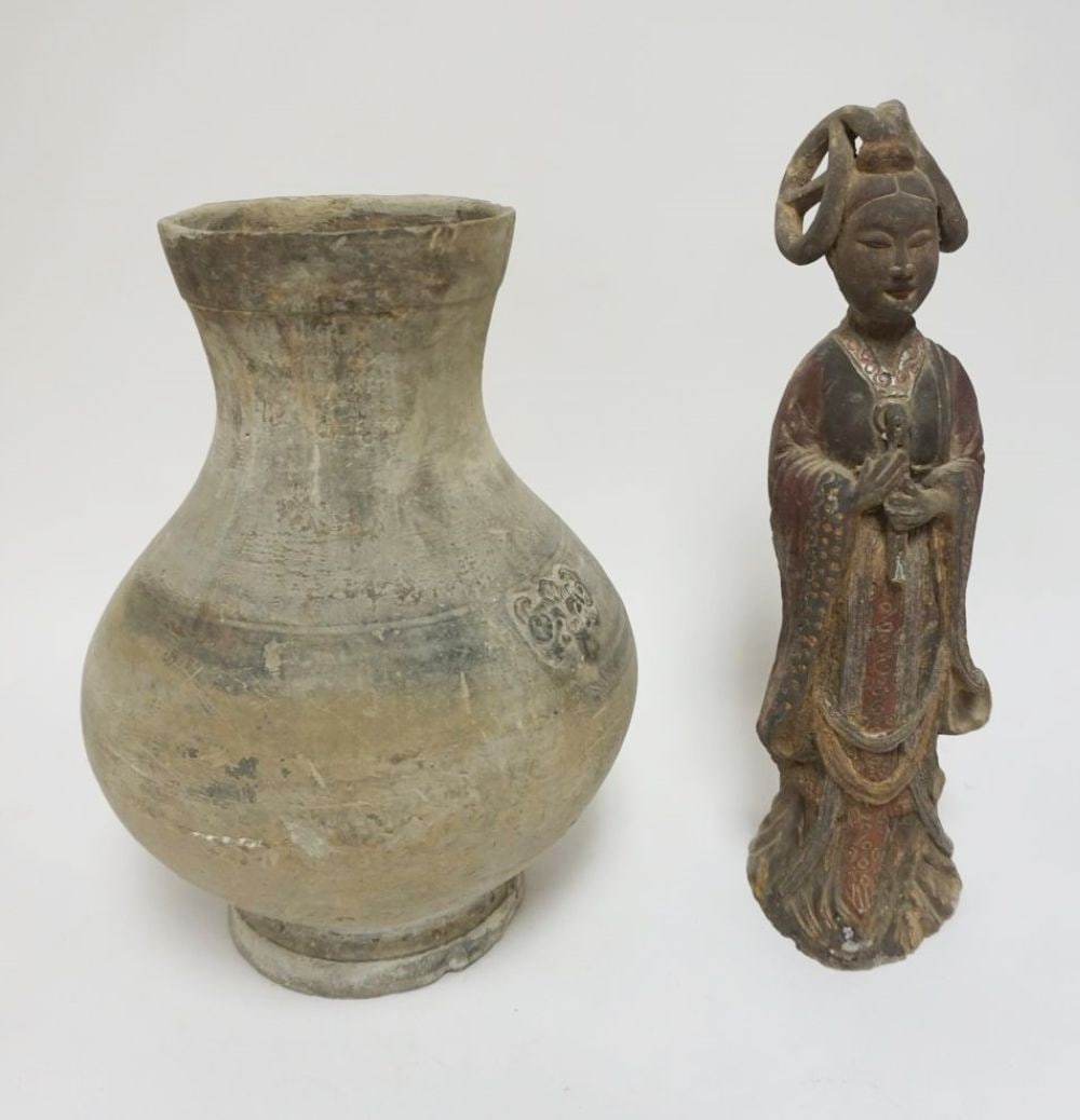 ASIAN POTTERY VASE & STATUE (1 of 6)