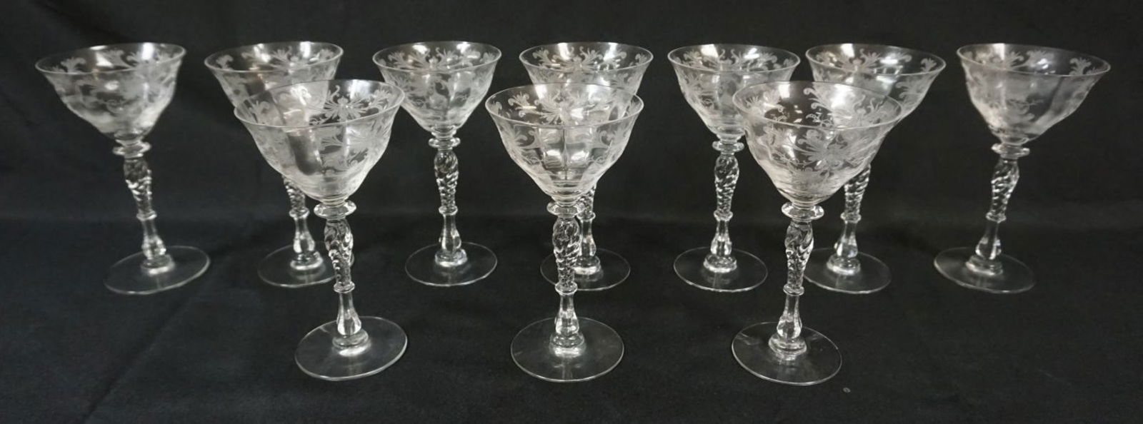 10 ELEGANT ETCHED GLASS CHAMPAGNES (1 of 3)