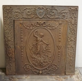 ANTIQUE CAST IRON FIREPLACE COVER
