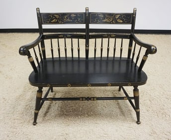 PAINT DECORATED HITCHCOCK STYLE COUNTRY BENCH