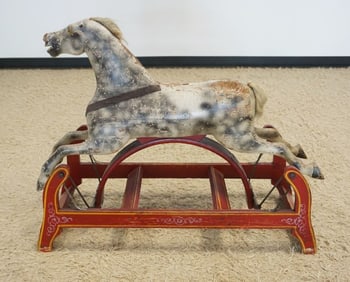 VICTORIAN CHILDS WOOD HORSE GLIDER