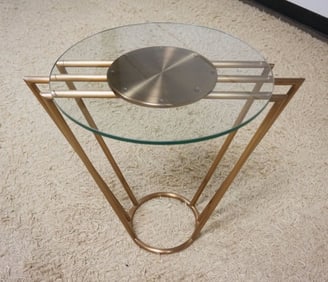 MODERN STYLE GLASS TOP LAMP TABLE