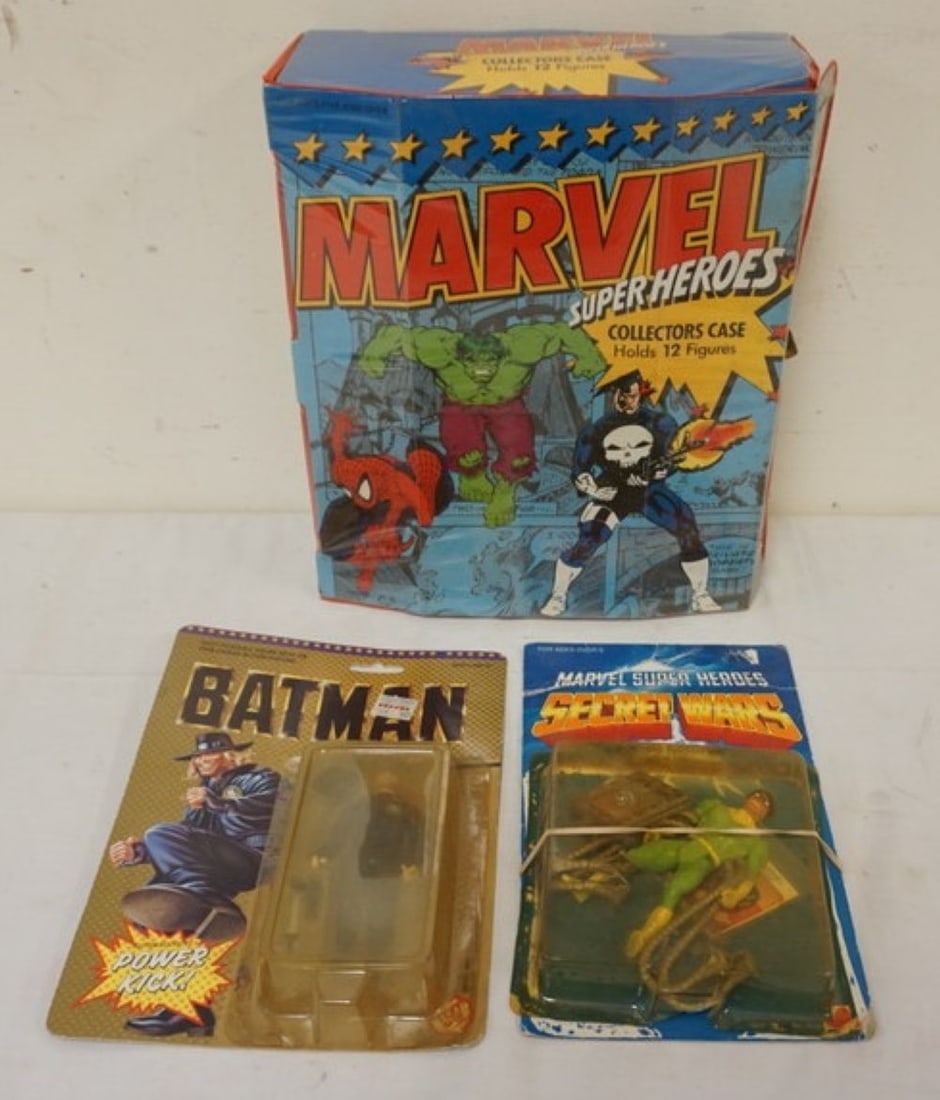 MARVEL SUPER HEROS COLLECTORS CASE: MARVEL SUPER HEROS COLLECTORS CASE, DOCTOR OCTOPUS, PACK SEPERATED AND TOY BIZ BATMAN BOB