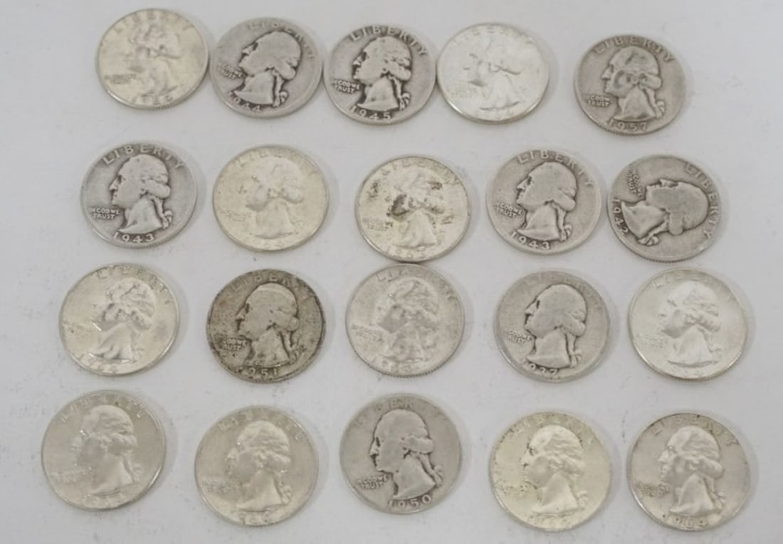 SILVER QUARTERS: 20 SILVER QUARTERS, 1964 AND EARLIER