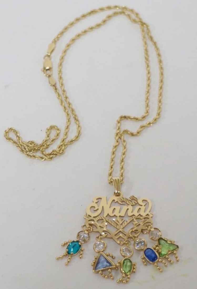 14K NECKLACE: 14K NANA NECKLACE, 5.94 DWT WITH STONES