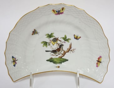 HEREND ROTHSCHILD CRESENT SHAPED DISH