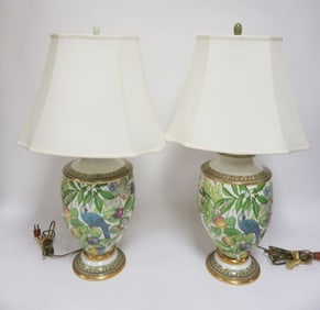 PAIR OF ITALIAN PORCELAIN TABLE LAMPS