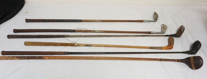 GROUP OF ASSORTED VINTAGE WOOD SHAFT GOLF CLUBS