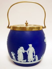 WEDGWOOD BLUE JASPER BISCUIT JAR