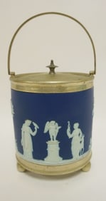 WEDGWOOD BLUE JASPER BISCUIT JAR