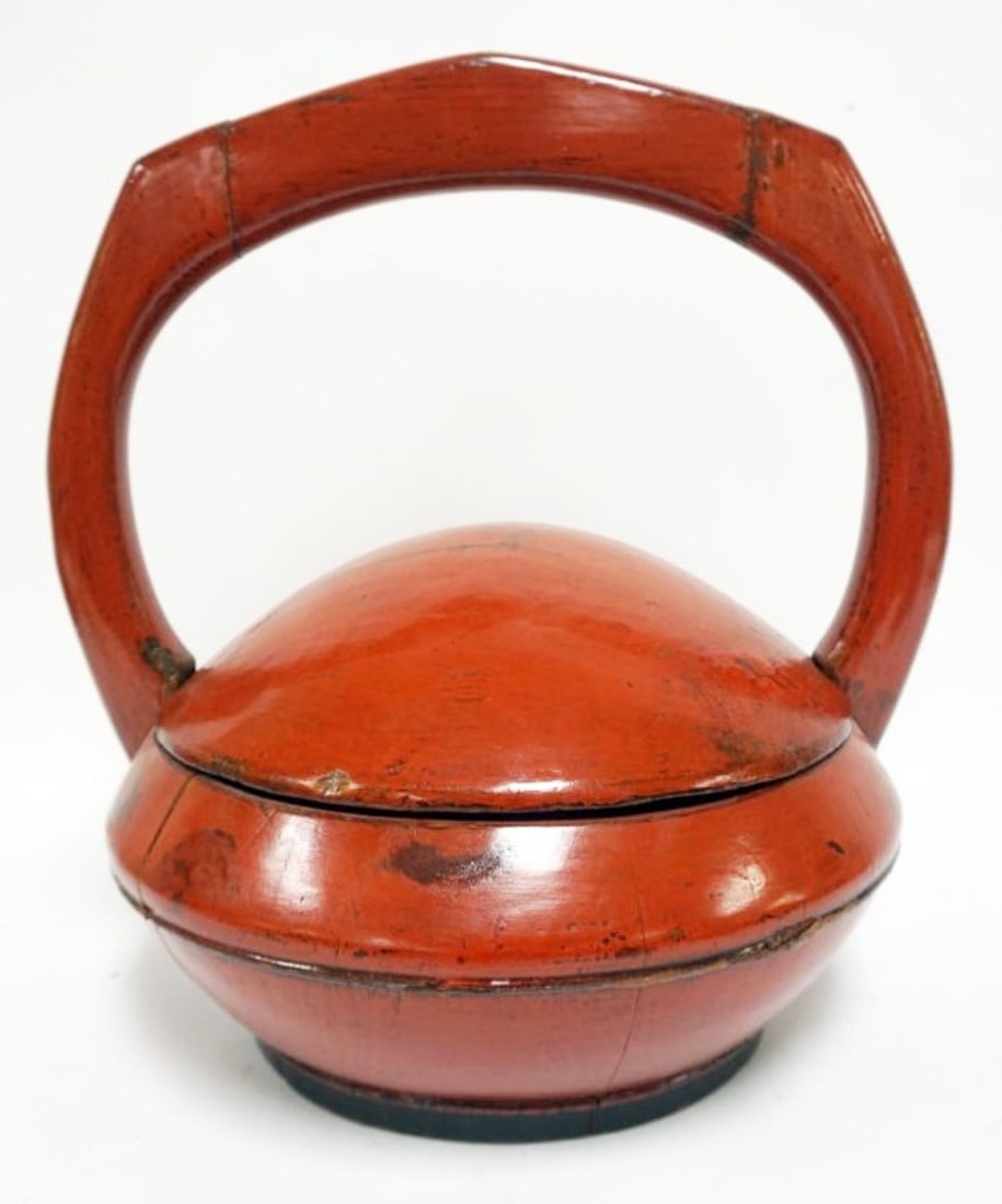 CHINESE WOOD WEDDING BASKET: CHINESE WOOD WEDDING BASKET, APPROXIMATELY 15 IN X 18 IN H