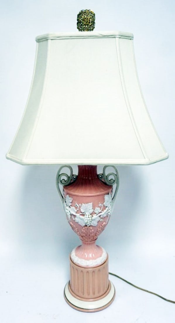 WEDGWOOD URN SHAPED TABLE LAMP: WEDGWOOD URN SHAPED TABLE LAMP, APPROXIMATELY 32 IN H