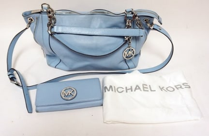 MICHAEL KORS SATCHEL WITH MATCHING LEATHER WALLET