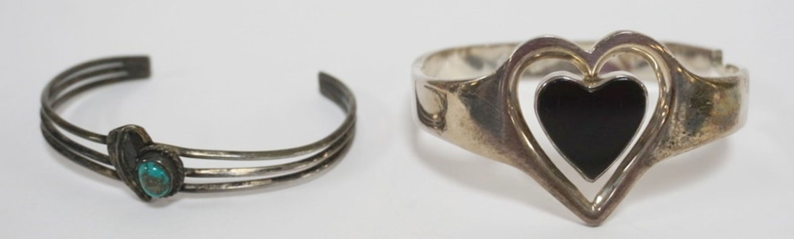 STERLING SILVER BRACELETS: 2 STERLING SILVER BRACELTS, APPROXIMATELY 2.1 INCLUDING STONES