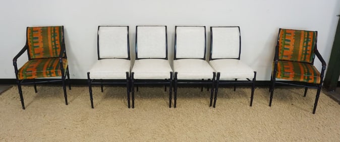 SET OF EBONIZED WOOD FINISH DINING CHAIRS
