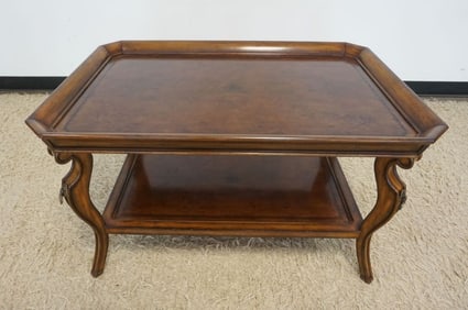 MAITLAND SMITH BURL WOOD TOP COCKTAIL TABLE