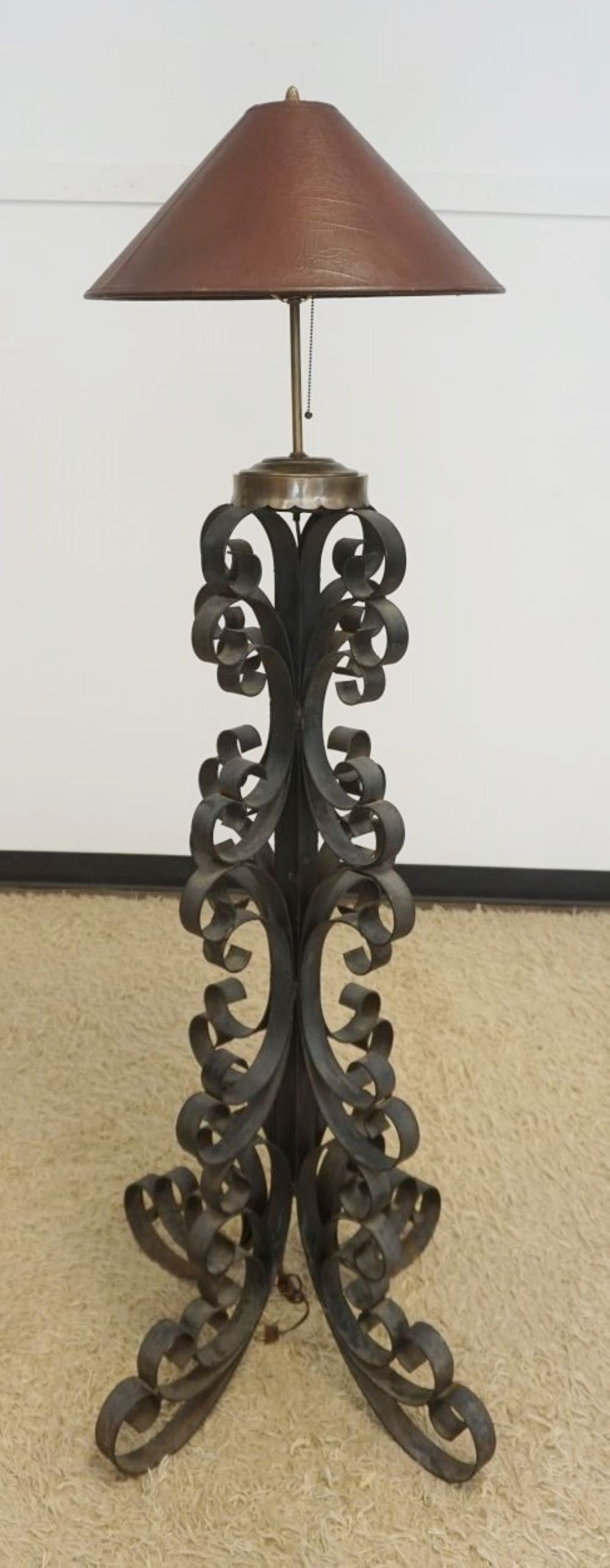 FANCY WROUGHT IRON FLOOR LAMP: FANCY WROUGHT IRON FLOOR LAMP APPROXIMATELY 67 IN H