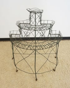 VICTORIAN WIRE HALF ROUND PLANT STAND
