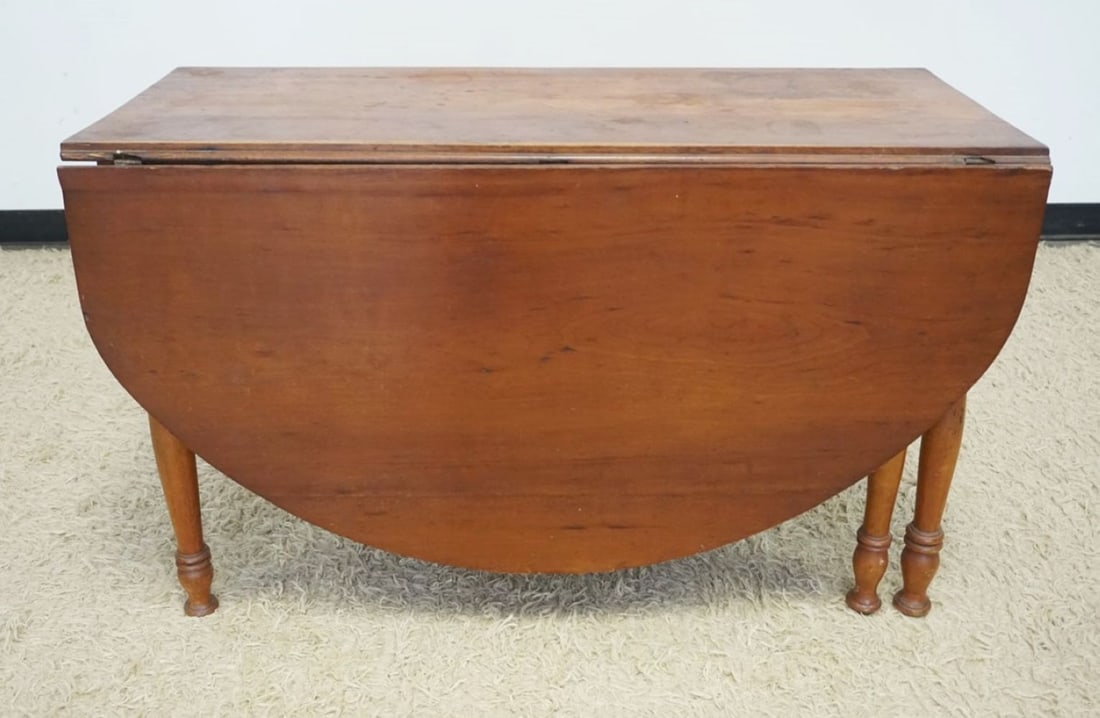 ANTIQUE SOLID CHERRY DROP LEAF TABLE: ANTIQUE SOLID CHERRY DROP LEAF TABLE, APPROXIMATELY 20 IN X 27 IN H, EACH DROP 22 IN