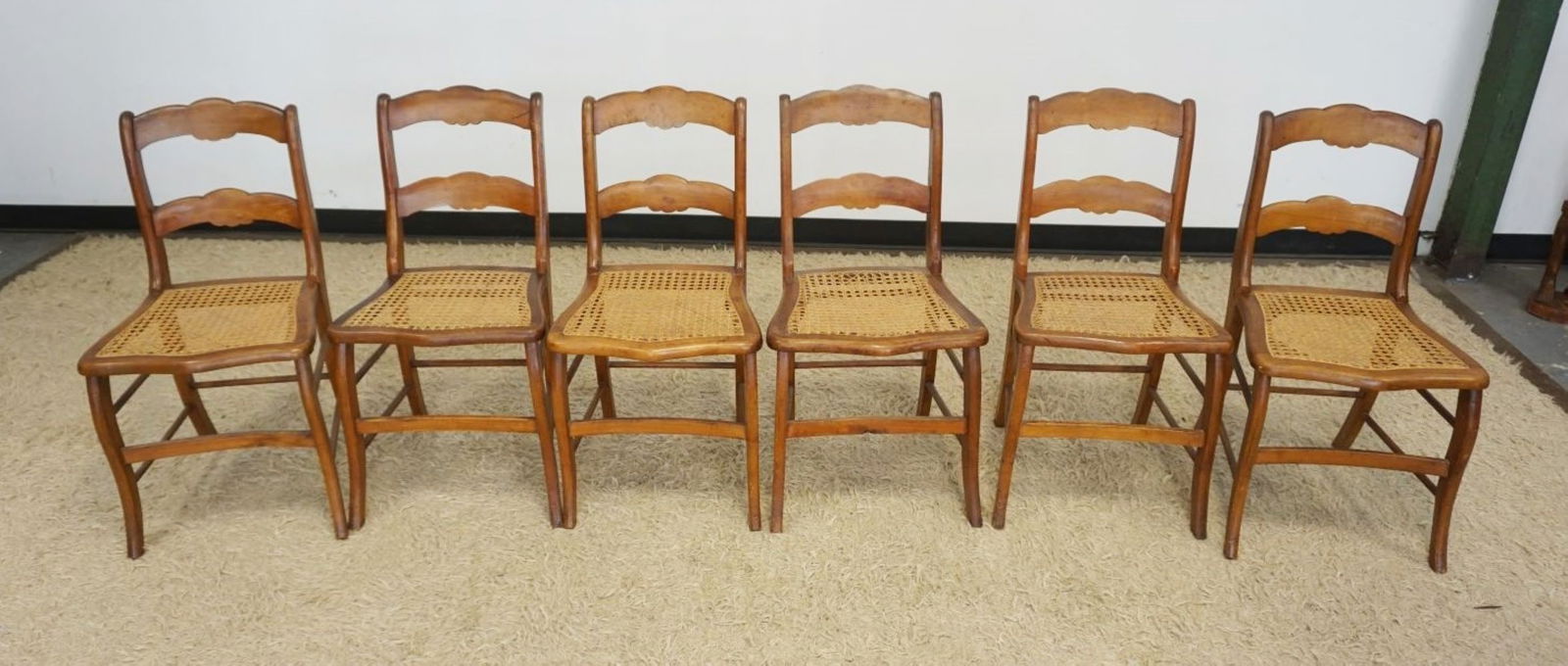CANE SEAT SABRE LEG CHAIRS: SET OF 6 CANE SEAT SABRE LEG CHAIRS