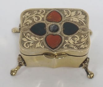 ANTIQUE ORNATE FOOTED TRINKET BOX
