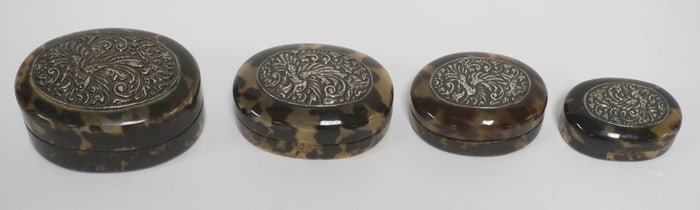 ANTIQUE OVAL NEST OF 4 TRINKET BOXES