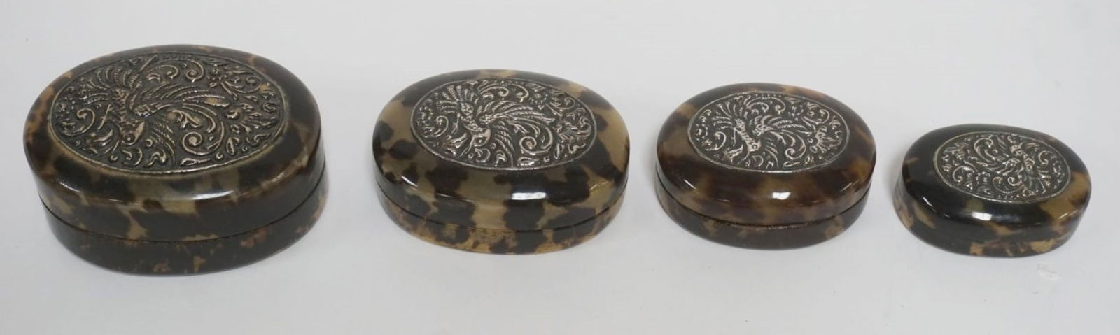 ANTIQUE OVAL NEST OF 4 TRINKET BOXES (1 of 8)