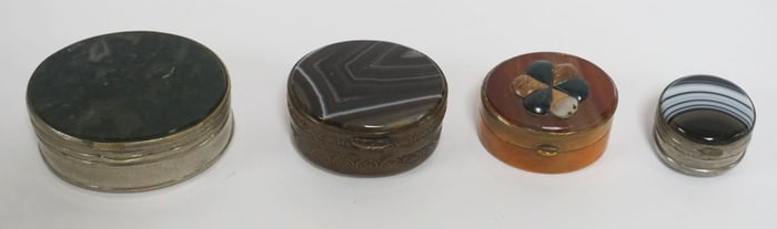 GROUP OF 4 ASSORTED AGATE HINGED BOXES