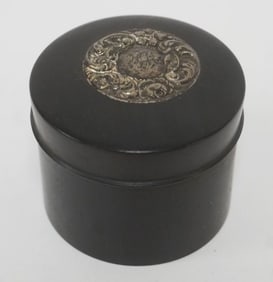 ANTIQUE FRENCH EBONY ROUND BOX