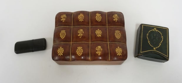 GROUP OF ASSORTED TOOLED LEATHER ITALIAN BOXES