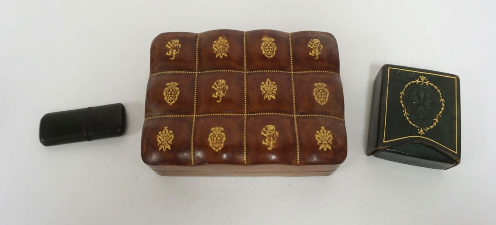 GROUP OF ASSORTED TOOLED LEATHER ITALIAN BOXES (1 of 5)