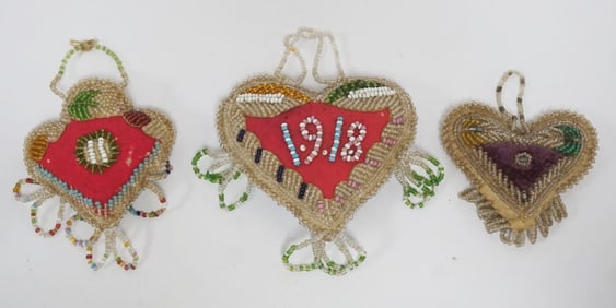 GROUP OF AMERICAN INDIAN BEADED PIN CUSHIONS