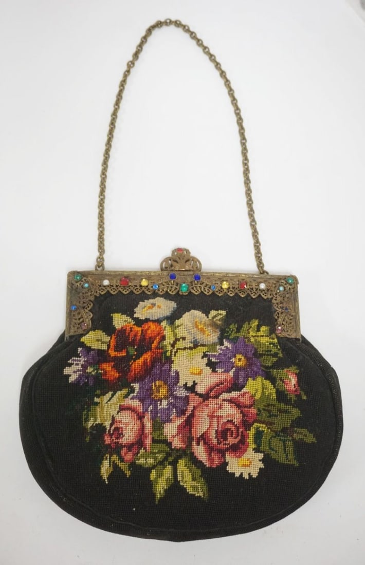 AUSTRIAN PETIT POINT LADY'S EVENING BAG (1 of 5)