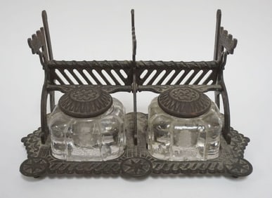 ANTIQUE DOUBLE INKWELL