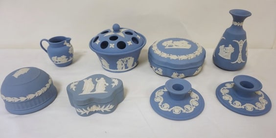 GROUP OF ASSORTED WEDGWOOD BLUE JASPERWARE