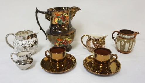 GROUP OF ASSORTED COPPER & SILVER LUSTRE