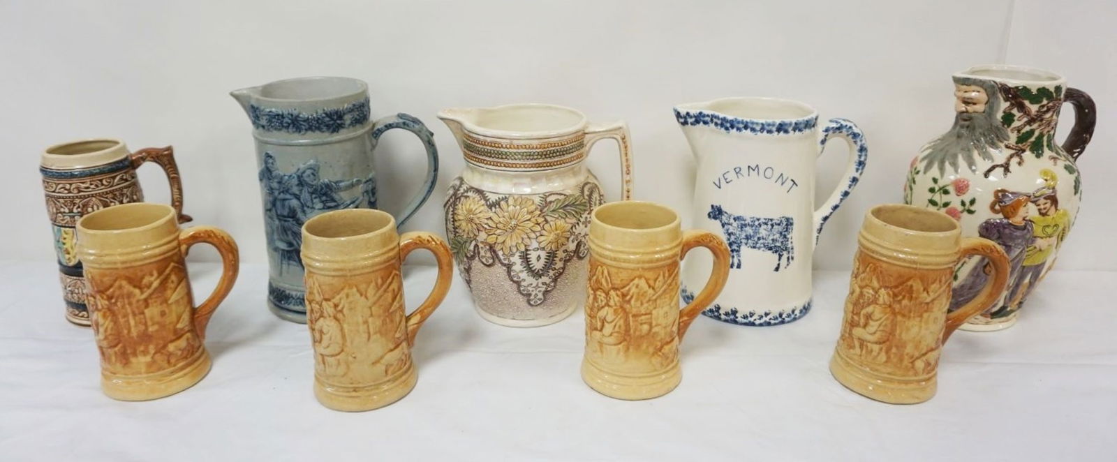 GROUP OF ASSORTED STONEWARE & CERAMIC PITCHERS (1 of 6)