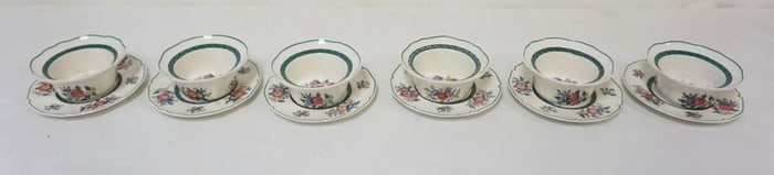 WEDGWOOD *FLORAL* 6 SCALLOP RAMEKINS & SAUCERS