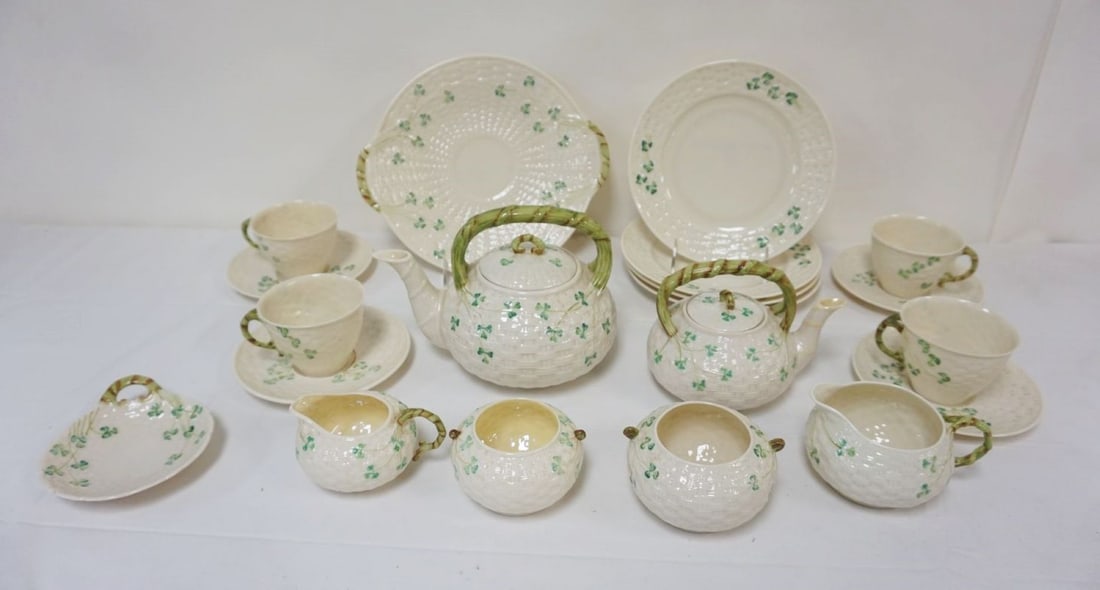 GROUP OF ASSORTED GREEN MARK BELLEEK (1 of 6)