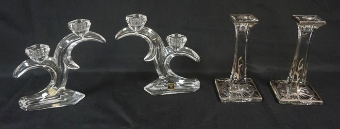 GOLDEN CROWN LEAD CRYSTAL CANDELABRAS