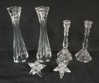 GROUP OF ASSORTED CRYSTAL CANDLESTICKS