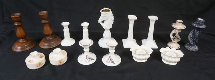 LARGE GROUP OF ASSORTED CANDLESTICKS