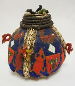 YORUBA BEADED GOURD VESSEL