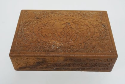 CARVED ASIAN HINGED DRESSER BOX